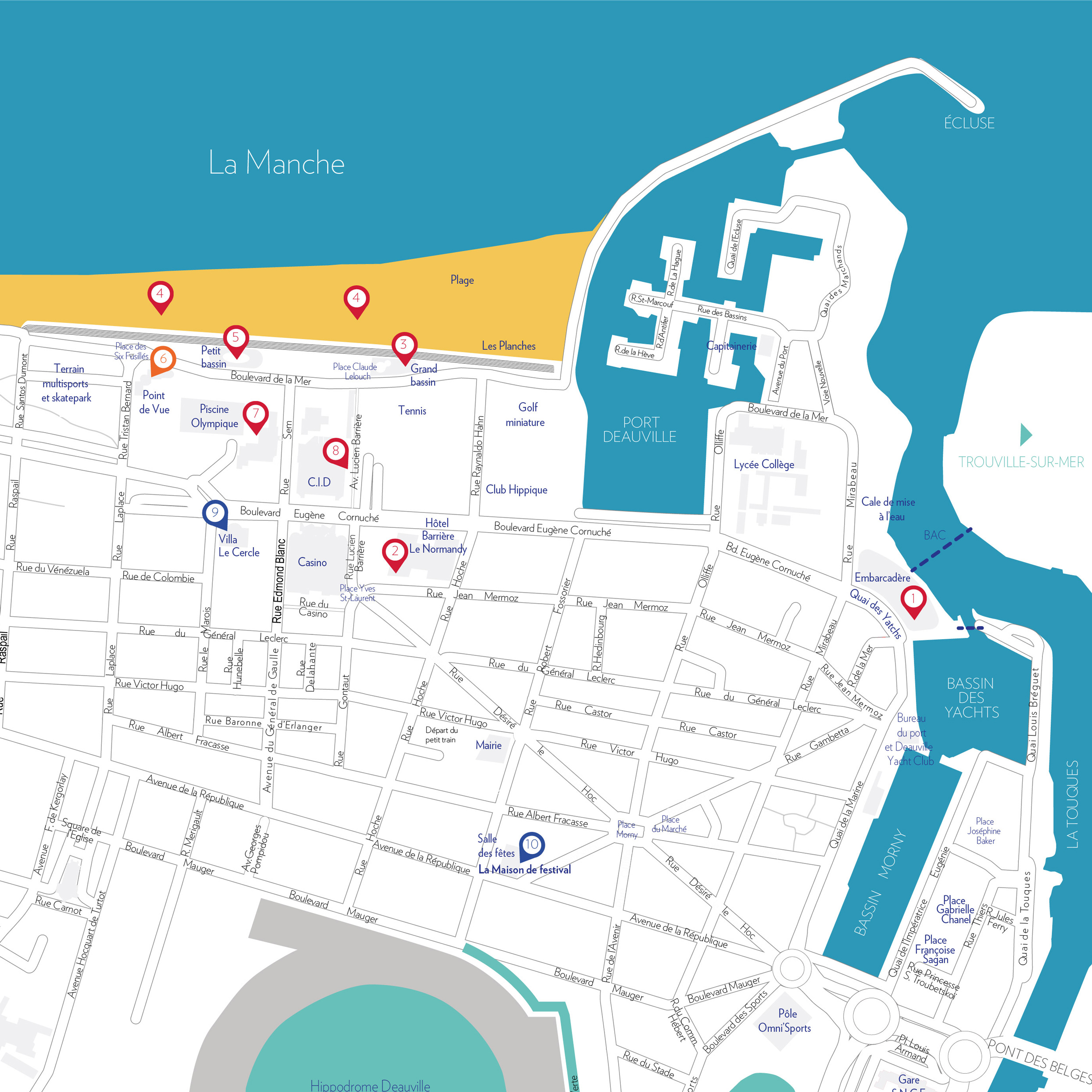 Plan de la ville et du parcourt pour le festival Planches Contact 2020